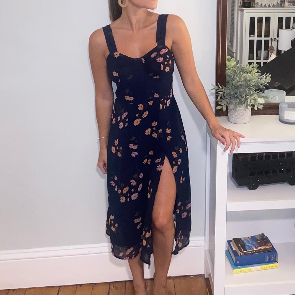 Dark blue floral dress